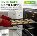 NutriChef 3-Piece Non-Stick Cookie Sheets for Baking - Heavy Duty Steel Baking Sheet Pans for Toasters & Oven - Small, Medium, & Large Size Baking Trays - PFOS, PFOA, PTFE-Free Nonstick Coating
