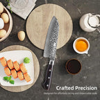 FINDKING 7 Inch Damascus Santoku Knife,Versatile Japanese-Inspired Chef Knife, Multifunctional Asian Culinary for Vegetable Preparation (Raven Series)