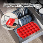 Silicone Muffin Pan for Baking - Premium 24-Cup Nonstick Muffin Pan, Easy Release & Clean, Dishwasher Safe Muffin Tray for Perfect Cupcakes, Muffins & More