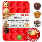 24 Cup Silicone Mini Muffin Pan,Nonstick Food Grade Silicone Baking Cups, Great for Making Muffin Cakes, Tart, Bread- Just Pop Out