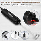 Rechargeable Milk Frother, Electric Coffee Foamer, Handheld Drink Mixer for Latte, Cappuccino, Coffee, Eggs, Hot Chocolate, Protein,Paint Black