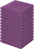 Homaxy 100% Cotton Waffle Weave Kitchen Dish Cloths, Ultra Soft Absorbent Quick Drying Dish Towels, 12 x 12 Inches, 12-Pack, Purple