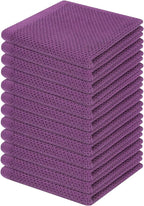Homaxy 100% Cotton Waffle Weave Kitchen Dish Cloths, Ultra Soft Absorbent Quick Drying Dish Towels, 12 x 12 Inches, 12-Pack, Purple