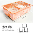 Silicone Ice Cube Trays 3 Pack - Large Size Silicone Ice Cube Molds with Leak Proof Removable Lid Square Ice Cube Tray And BPA Free for Cocktail,Whiskey, Stackable Flexible Ice