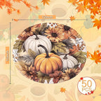 WDF 50Pack Thanksgiving Paper Plates - 10" x 12" Heavy Duty Pumpkin Paper Plates Disposable for Thanksgiving/Fall Party