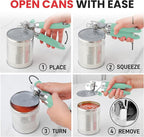 Zulay Kitchen Heavy Duty Stainless Steel Can Opener – Manual Can & Bottle Opener with Sharp Cutting Wheel & Soft Grip Handles – Ergonomic, Easy to Use Turn Knob - Mint