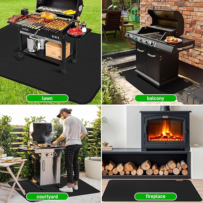 MODIGT 48 ×30 inch Under Grill mat, Double-Side Fireproof & Heat-Resistant Outdoor Grill Mat, Protective Mat for Patio, Courtyard, Tabletop, Outerdoor BBQ Fire Pit Fireplace Mat