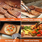 Copper Grill Mats for Outdoor Grill, Dailyart Set Of 5 BBQ Grilling Mats for Outdoor Reusable & Easy To Clean & Non-Stick Copper Grill Sheets - Barbecue Grill Accessories for Gas, Charcoal, Electric