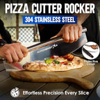 KitchenStar 16-inch Pizza Making Set, 6 PCS - Pizza Stone + Stainless Steel Rack, Acacia Wood Pizza Peel, Pizza Cutter Rocker + Protective Cover, Metal Brush - Oven & Grill Accessories Kit