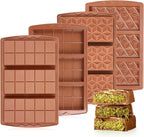 4 Pcs Chocolate Bar Mold Deep Dubai 0.85 Inch Stuffed Chocolate Molds Silicone Large Break Apart Silicone Molds (10 Snap + Pyramid)