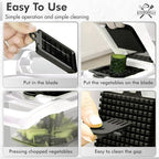 16-in-1 Vegetable Chopper and Slicer with 8 Blades – Veggie Cutter, Dicer, Food Chopper with Container & Lid – Multi-Purpose Kitchen Tool for Easy Meal Prep (Black)
