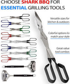 Shark BBQ Tongs for Steak, 17.5" Extra Long, Stainless Steel Grilling Tongs with Scissor Grip, Tong for Cooking, Kitchen & Outdoor Grill - Perfect Barbecue Tool & Gift for Grill Masters, Black