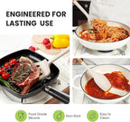Large Silicone Cooking Utensils Set 7 Pcs, Wooden Handles Heat Resistant Spatula Set, Food Grade Silicone Kitchen Utensils Set with Holder, Gadgets BPA Free for Non-Stick Cookware