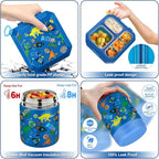 Bento Lunch Box for Kids with 12oz Soup Thermo Leak-Proof Lunch Food Container with 5 Compartment Thermo Hot Food Jar and Insulated Lunch Bag for Kid Toddler Girls Boys to School