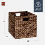 Best Choice Products 12x12in Pack of 5 Cube Storage Baskets, Water Hyacinth Multipurpose Collapsible Organizers, Handwoven Laundry Totes for Laundry, Living Room, Kids Room & Nursery - Brown