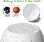 12/10/9 Large Modern Plant Pots, Plastic Planters with Drainage Holes and Saucers for Indoor Outdoor Plants Flowers, White Speckles