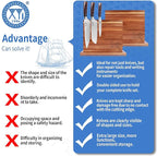 XYJ Authentic Since 1986, Magnetic Knife Block, Double Side Kitchen Knife Stand, Acacia Wood, Magnetic Knife Holder with Strong Enhanced Magnets,Knives Storage Rack Stand for Home Kitchen