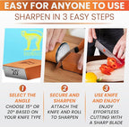 Diamond Rolling Knife Sharpener Kit - Manual Kitchen Knife Sharpener Set Multi-Angle Magnetic Holder(15° & 20°) Premium Magnetic Roller sharpener for Razor-Sharp Edges
