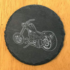 Level Up Your Man Cave: Rustic Chopper Coasters for The Motorcycle Enthusiast - Round Slate - Set of 4