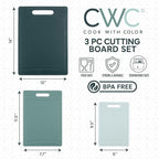 COOK WITH COLOR Non-Slip Cutting Board Set – Kitchen Essentials with Easy Grip Handle for Meat, Veggies, and Fruits, 3 Cutting Boards, Teal