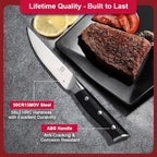 4.5 Inch Steak Knives Set of 6, Micro-Cutting Point Serrated Edge, Very Sharp Steak Knife, Dishwasher Safe, 50CR15MOV Stainless Steel, Handle Ergonomic And Full Tang Design With Gift Box
