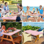 homing Rectangle Table Cloth Cover, Waterproof Polyester Elastic Fitted Tablecloth, Fits for 6 Foot Folding Tables, Washable Table Protector for Picnic, Camping, Outdoor (Pink, 30" x 72")