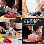 Leking 8 Inch Chef Knife, Kitchen Knife with Sharpener and Finger Guard, Professional High Carbon Stainless Steel Sharp Chef's Knife Set with Ergonomic Handle in Premium Gift Box