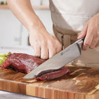 Knife Set, 7 Piece Sharp Chef Knife Set with Solid Wood Block, Unique One-Sided Magnetic Design, Full-tang Stainless Steel Knife Block Set for Home and Restaurants, Elegant Black