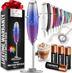 Zulay Kitchen Powerful Milk Frother Wand With 4 AA Duracell Batteries - Ultra Fast Handheld Drink Mixer - Electric Whisk Foam Maker for Coffee, Lattes, Cappuccino, Matcha & Creamer