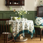 patdrea Designer Green Linen Long Table Cloth for Rectangle Table,Vintage Floral Pattern Durable Tablecloth,French Cover Decor for Kitchen Dining,Christmas,Thanksgiving,Tea Party,63"x102"-Noah