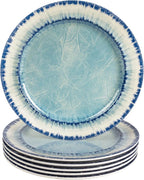 AELS Melamine Dessert Plates Set of 6, 8.5 inch Small Dinner Plates for Indoor and Outdoor Use, Dishwasher Safe, Lightweight Unbreakable, BPA Free, Light Blue