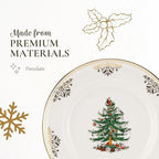 Spode Christmas Tree Gold Dinner Plate, 10 Inch - Celebratory Holiday Serveware, Classic Holiday Plate with Nostalgic, Festive Design - Fine Porcelain, Warm Oven & Dishwasher Safe