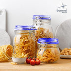 Bormioli Rocco Fido Collection, 2 Pack, 25¼ Oz. Food Storage Glass Jars, Airtight Rubber Seal & Glass Lid, With Stainless Wire Clamp, Made In Italy.
