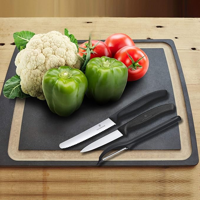 Victorinox Swiss Classic Set with Peeler, 3 Pieces Paring Knife, Set of 3, Black, 6.7113.31