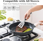 Kordisen Nonstick Frying Pan Skillet with Lid, 9.5 Inch Granite Egg Omelet Pan, Healthy and Non Toxic, Induction Compatible, PFOA Free
