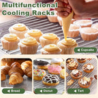 TeamFar Baking Sheet with Rack Set (3 Pans + 3 Racks), 16/12.5/10.5 Inch Stainless Steel Cookie Sheets Baking Pans Trays and Cooling Racks for Cooking Roasting, Non-Toxic & Heavy Duty, Dishwasher Safe