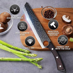 Purple Dragon Butcher Knife Meat Cleaver 7.5 Inch Hand forged Chef Knife Japan High Carbon Steel Knife for Meat Vegetable Full Tang Long Handle Sharp Carving Knife