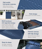 Silicone Griddle Tools Mat for Blackstone - Large Silicone Spatula Mat with Drip Pad - Griddle Mats BBQ Grill Accessories - Side Shelf Mats Grill Pad for Blackstone Griddles Accessories (Blue)