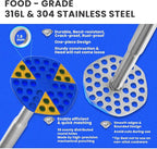 316L Potato Masher Stainless Steel, Sturdy Mashed Potato Masher Kitchen Tool, Solid Integrated Potatoes Smasher for Beans, Avocados, Squash, Dishwasher Safe, 8.8 Inch