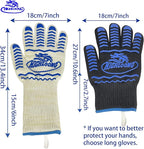 BBQ Grill Gloves Heat Resistant, 1472℉ Heat Resistance Fireproof Glove for Grilling Smoking Barbecue Oven Mitts Extreme Hot Proof Mittens for Kitchen Cooking Baking