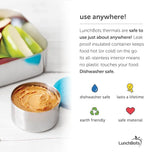 LunchBots Tiny Dips Condiment Containers - Set of 3 - Perfect Portion Cups - Spill Proof Lunch Box Sauce Container with Lid - Food Grade Stainless Steel - 1.5oz - Dishwasher Safe - Assorted Lids