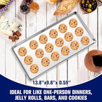 18 Pcs Baking Sheet Pan Set 13.8 × 9.8 × 0.6 Inches Cookie Sheet Large Toaster Oven Pans Stainless Steel Tray Barbecue Grill Pan Rectangle Trays Oven, Non-Stick, Easy Clean