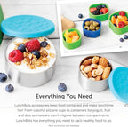 LunchBots Medium Trio II Snack Container - Divided Stainless Steel Food Container - Three Sections for Snacks On the Go - Eco-Friendly, Dishwasher Safe, BPA-Free - Stainless Lid - Green Dots