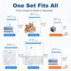 HOUSE DAY 22 Pack Vacuum Storage Bags with Pump,Space Saving Vacuum Seal Bags For Clothing Travel,4 Jumbo/4 Large/4 Medium/4 Small, 4S Roll/2XXS Roll Bags, Hand Pump Included, Sealer Clothes Storage