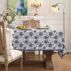 patdrea Designer Vintage Blue Floral Tablecloth for Square Table,Linen Paisley Breathable Pattern Table Cloth,Home Cover Decor for Kitchen Dining Christmas,Thanksgiving,67"x67"-Lantang a