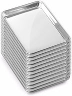 GRIDMANN 9" x 13" Commercial Grade Aluminum Cookie Sheet Baking Tray Jelly Roll Pan Quarter Sheet - 12 Pans