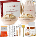 Banneton Bread Proofing Basket Set - 9" Round & 10" Oval Rattan Sourdough Proofing Basket and Sourdough Bread Baking Supplies for Home Bakers