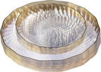 PLASTICPRO 60 Pack Plastic Plates Set of 30-10 inch Plates and 30-7 inch Plate, Elegant Clear Spiral and Gold Rim Disposable Fancy Premium Heavyweight