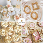JOERSH 4PCS Baroque Frame Mold, Picture Photo Frames and Mirrors Silicone Fondant Mold for Cake Decorating, Cupcake Topper, Chocolate, Candy, Sugarcraft, Dessert Decor