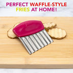 Joie Crinkle Cutter Knife, Wavy Slicer for Potatoes, Vegetables and Fruits, Great for Kids First Cutting Tool, Fun Kitchen Gadget, Stainless Steel, BPA-Free, Colors May Vary